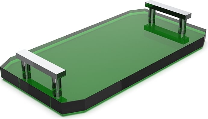 Taca łazienkowa Kristall ciemnozielona z chromowanymi uchwytami