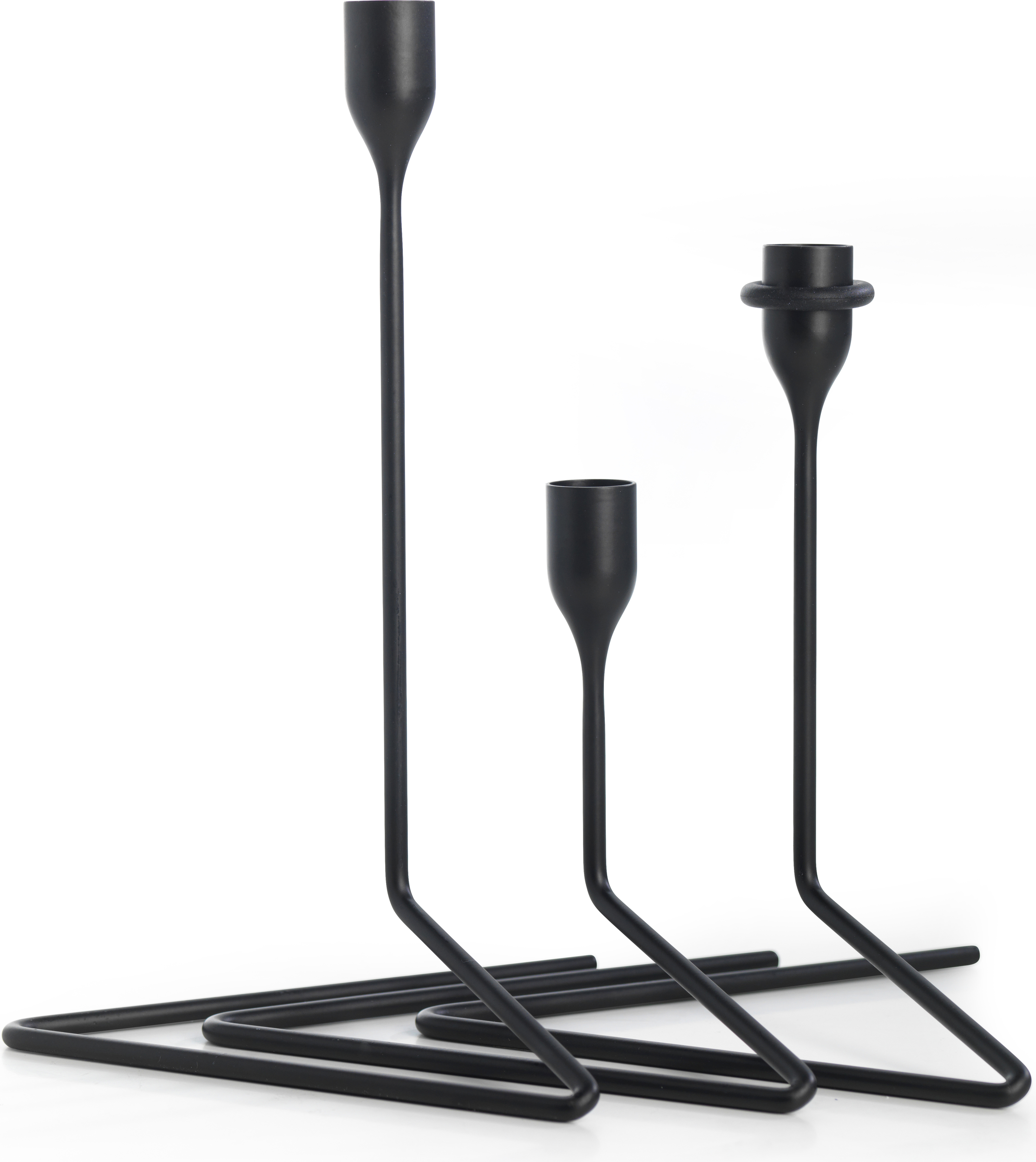 Świeczniki na klasyczne świece Puzzle czarne 3 szt.