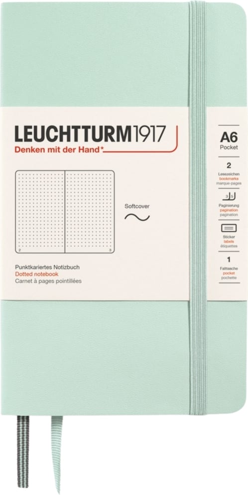 Notes w kropki w miękkiej oprawie Leuchtturm 1917 A6 123 strony miętowy 80 g/m²