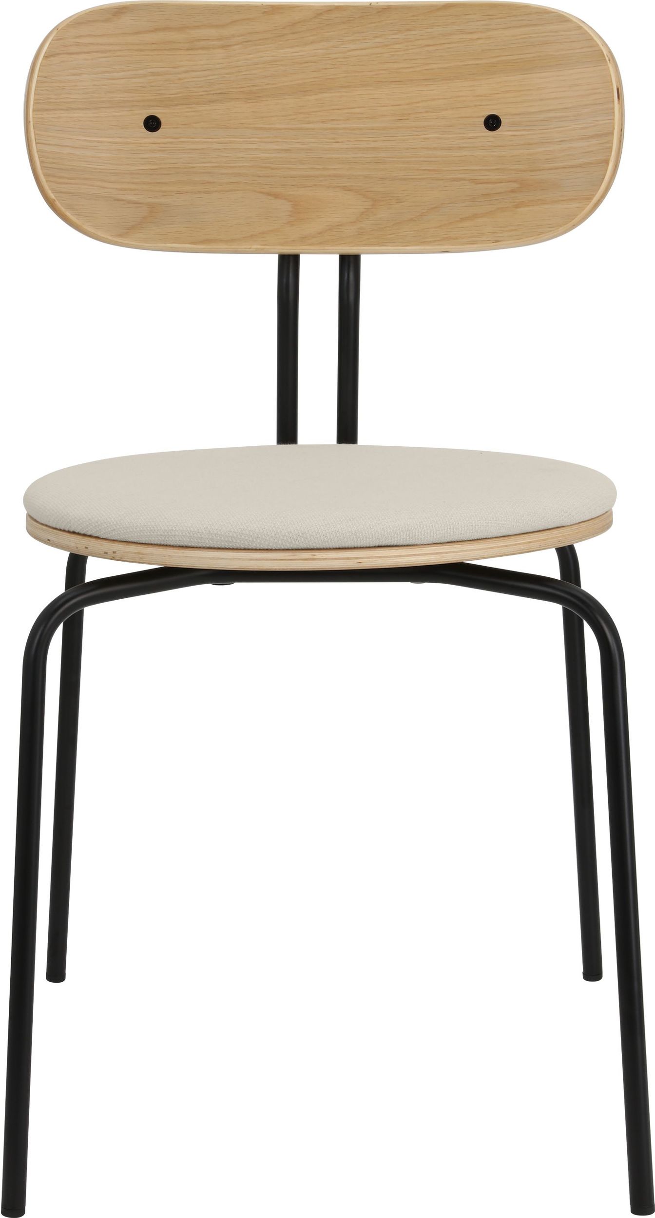 Krzesło Curious jasnopiaskowe z tapicerowanym siedziskiem na czarnych nogach