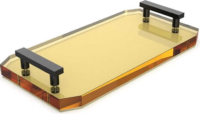 Taca łazienkowa Kristall bursztynowa z czarnymi uchwytami