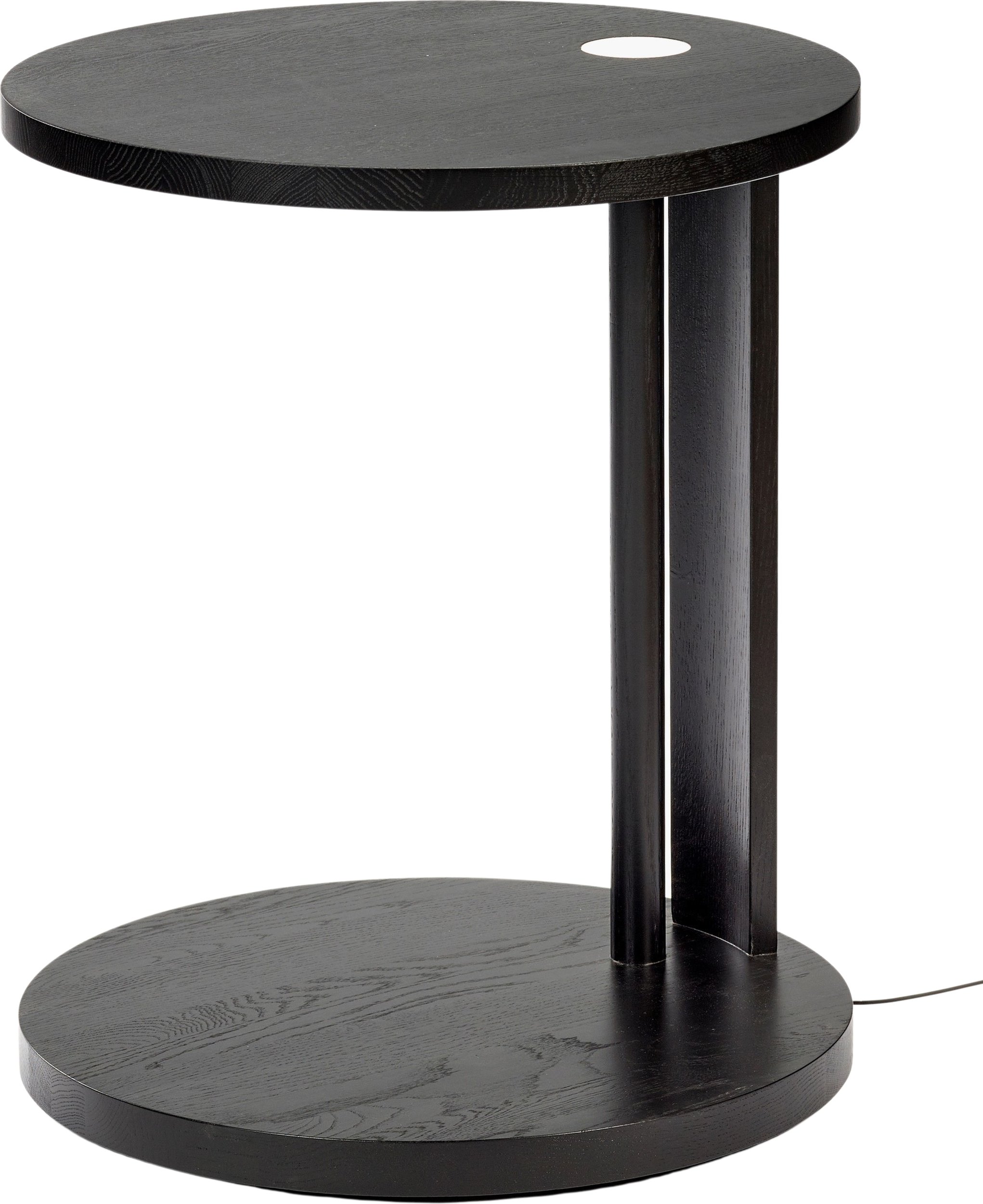 Stolik boczny z wbudowanym oświetleniem LED Aura 62 cm czarny drewno dębowe