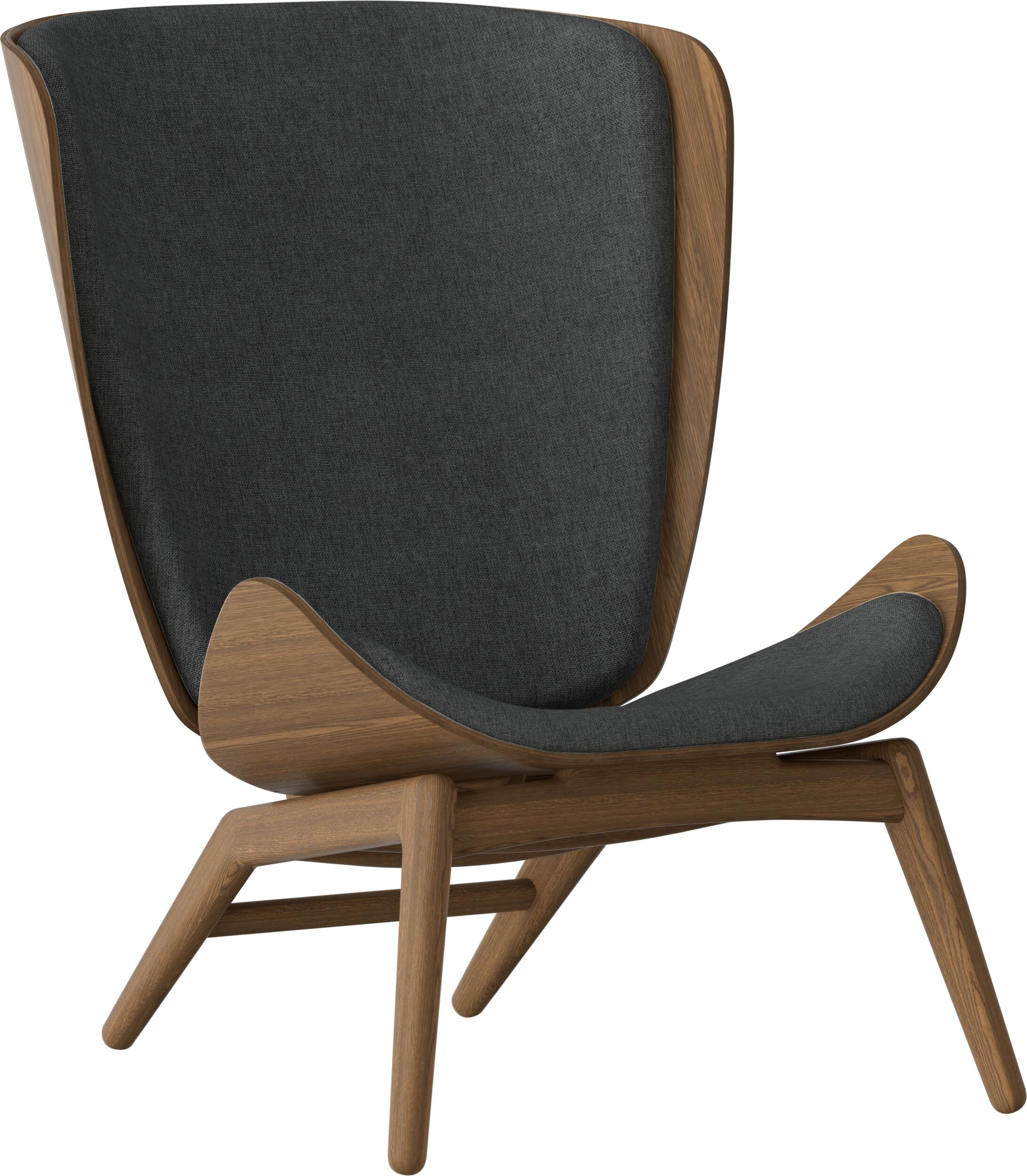 Fotel The Reader ciemnoszary na ciemnych dębowych nogach