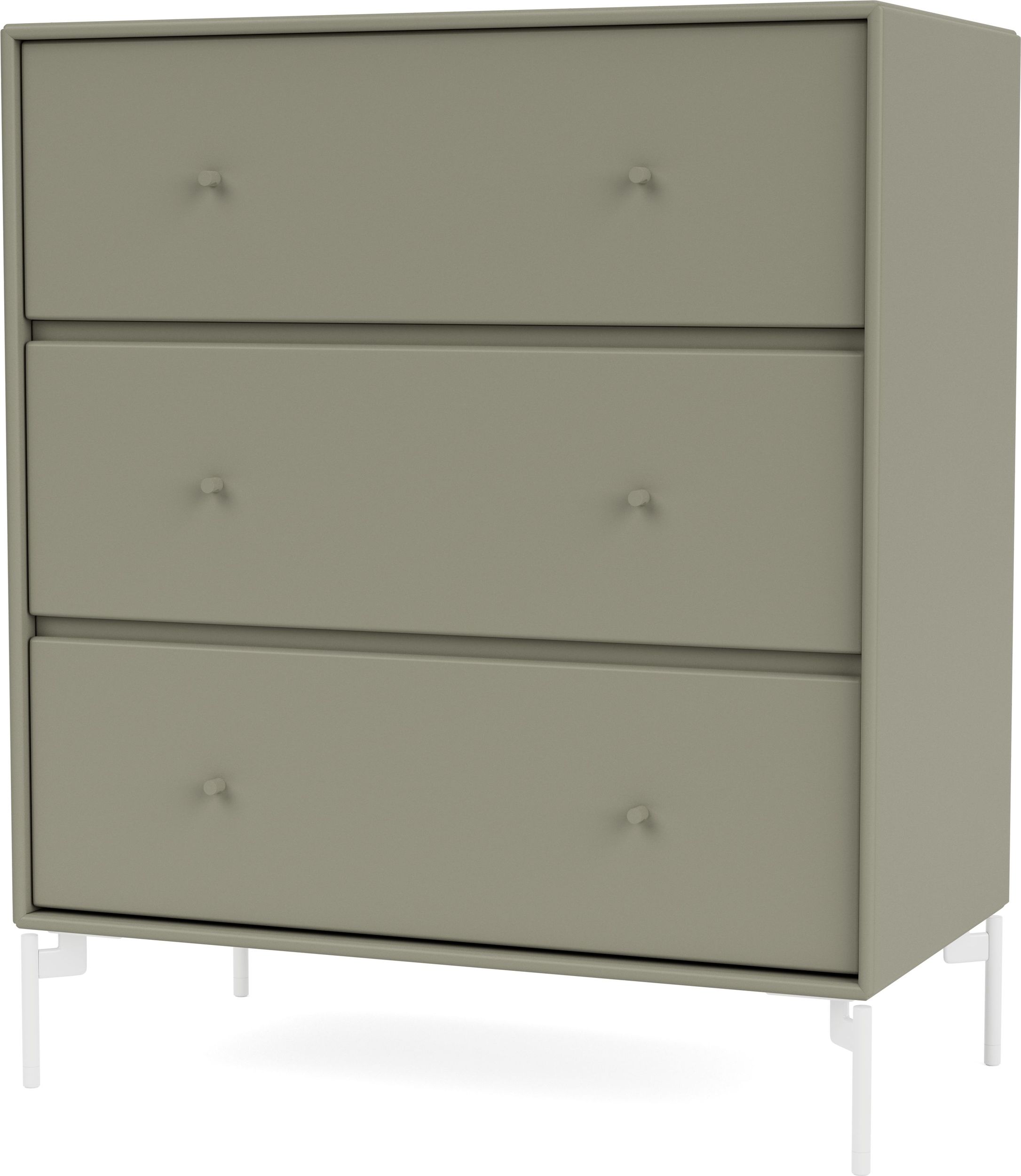 Komoda Carry brązowozielona na białych nogach