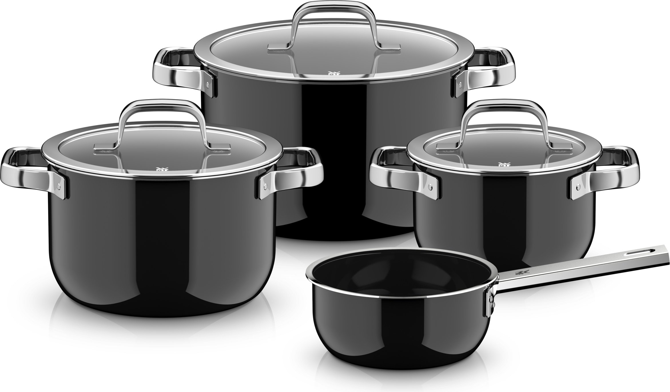 Zestaw garnków z rondlem i 3 pokrywkami Fusiontec Mineral Pro czarny 7 el.