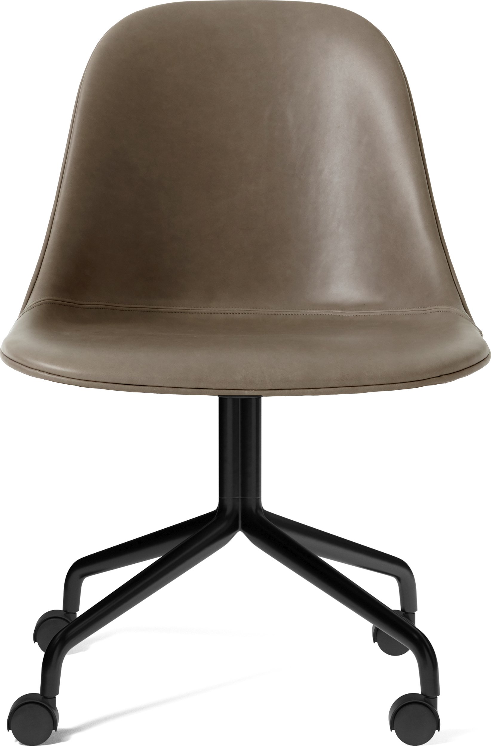 Krzesło na kółkach Harbour szare skórzane na czarnych nogach