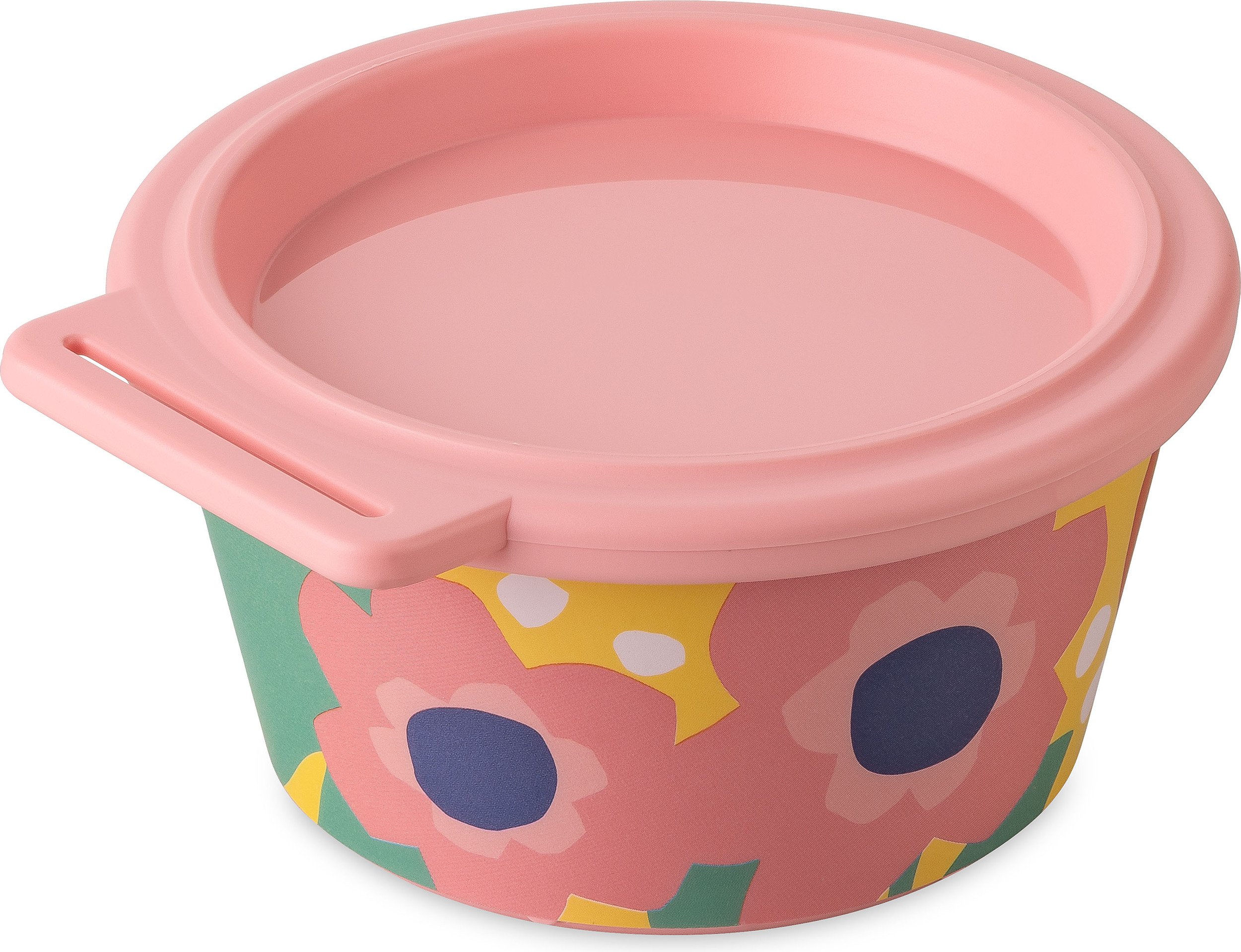 Pojemnik kuchenny Nora w kwiaty 250 ml różowy z pokrywką