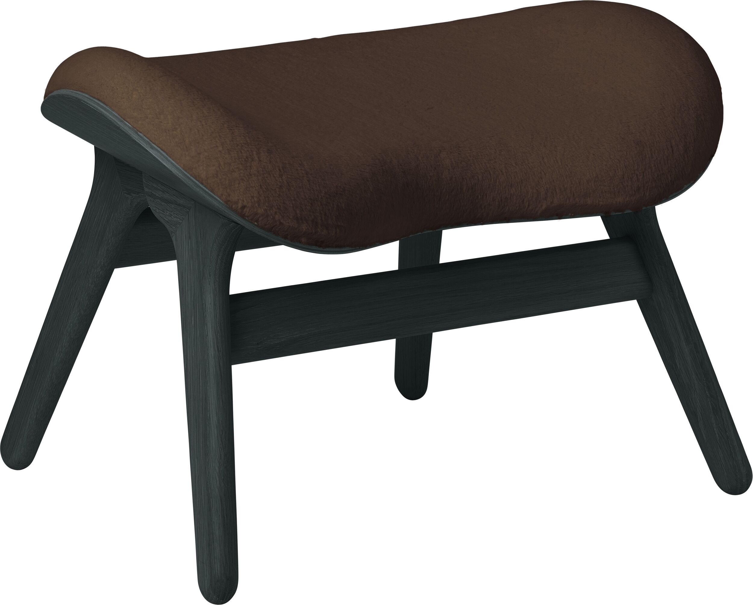 Podnóżek Conversation Piece Teddy brązowy na czarnych dębowych nogach