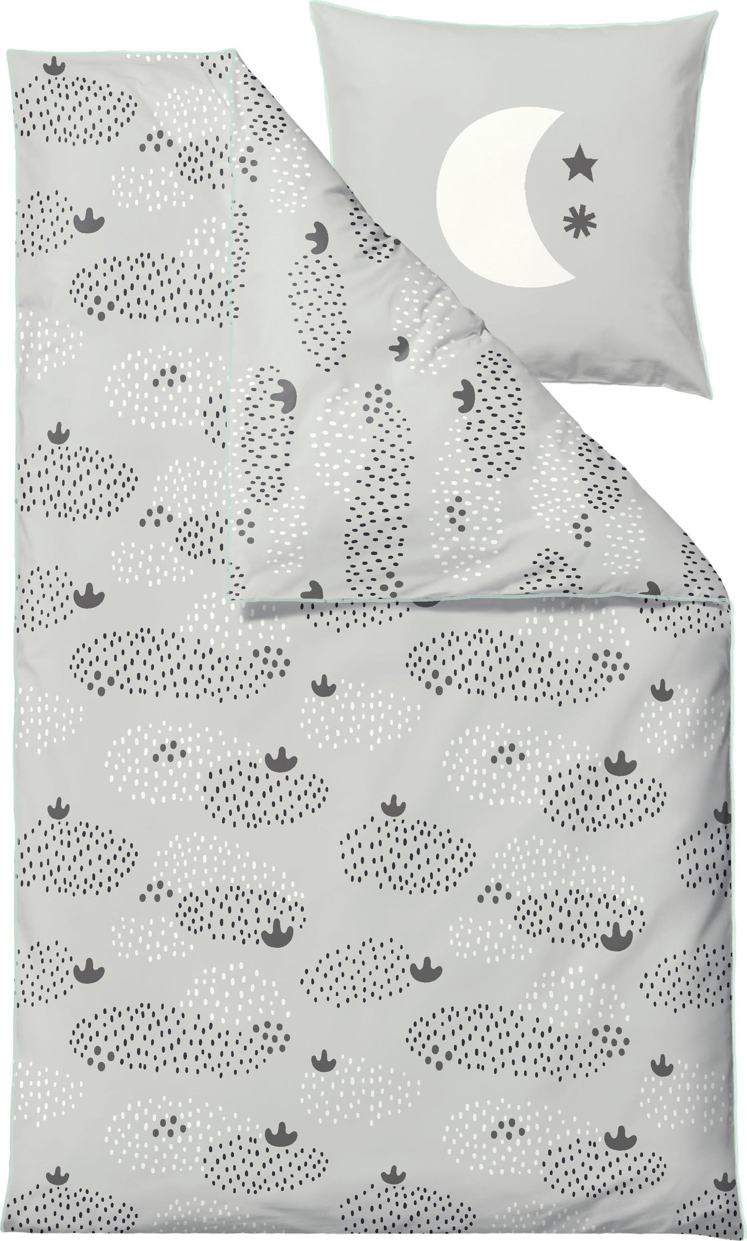 Pościel dziecięca Raindrops 140 x 200 cm szara z poszewką na poduszkę 60 x 63 cm