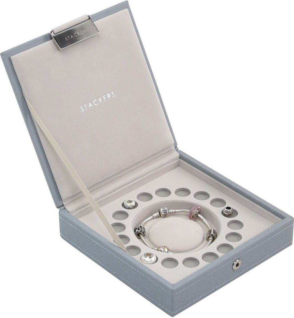 Szkatułka na bransoletkę i charmsy Stackers szaroniebieska