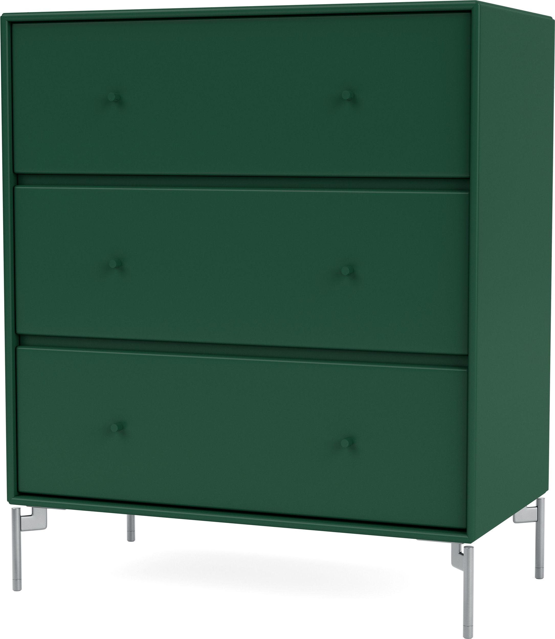 Komoda Carry ciemnozielona na chromowanych nogach