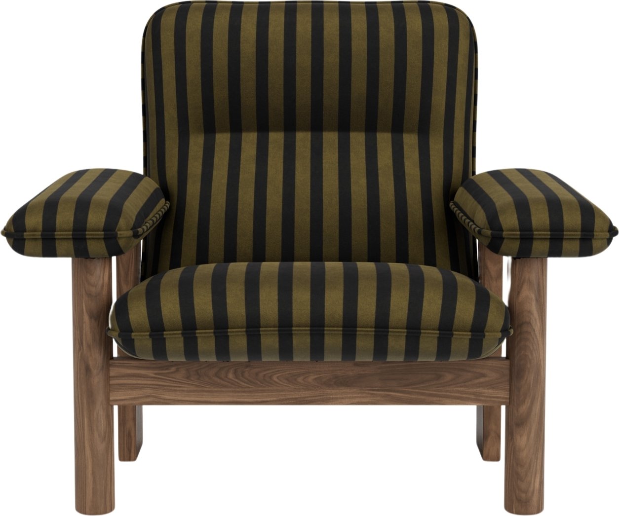 Fotel Brasilia zielono-czarny na orzechowych nogach