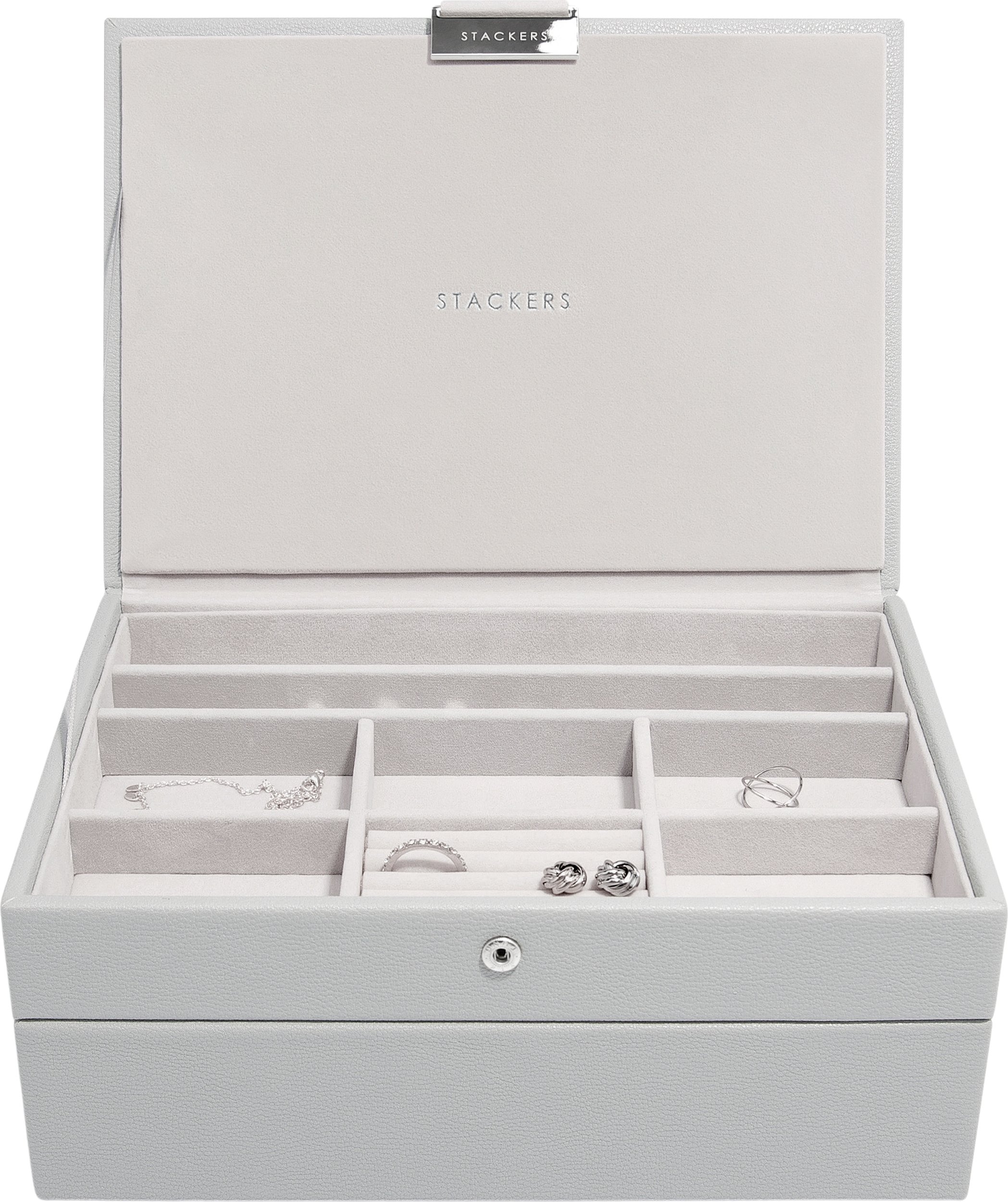 Szkatułka na biżuterię Stackers Pebble podwójna classic jasnoszara