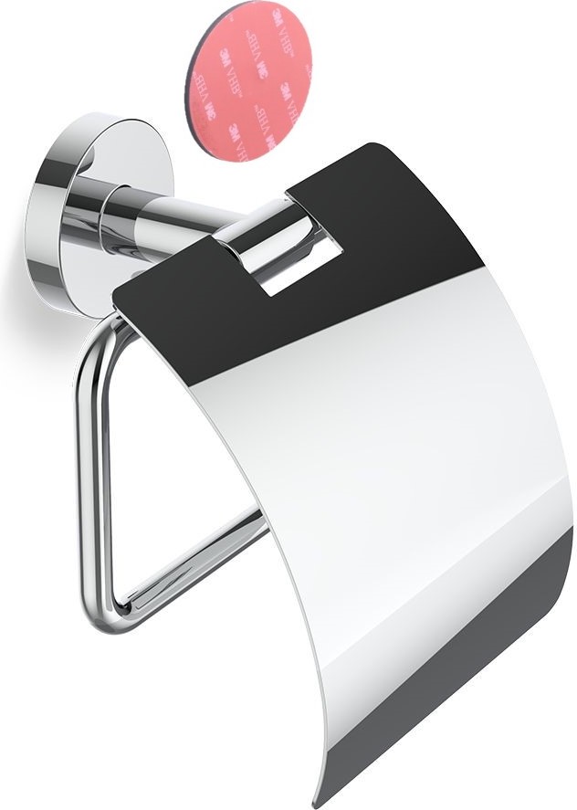Uchwyt na papier toaletowy Basic chrom z klapką montaż samoprzylepny