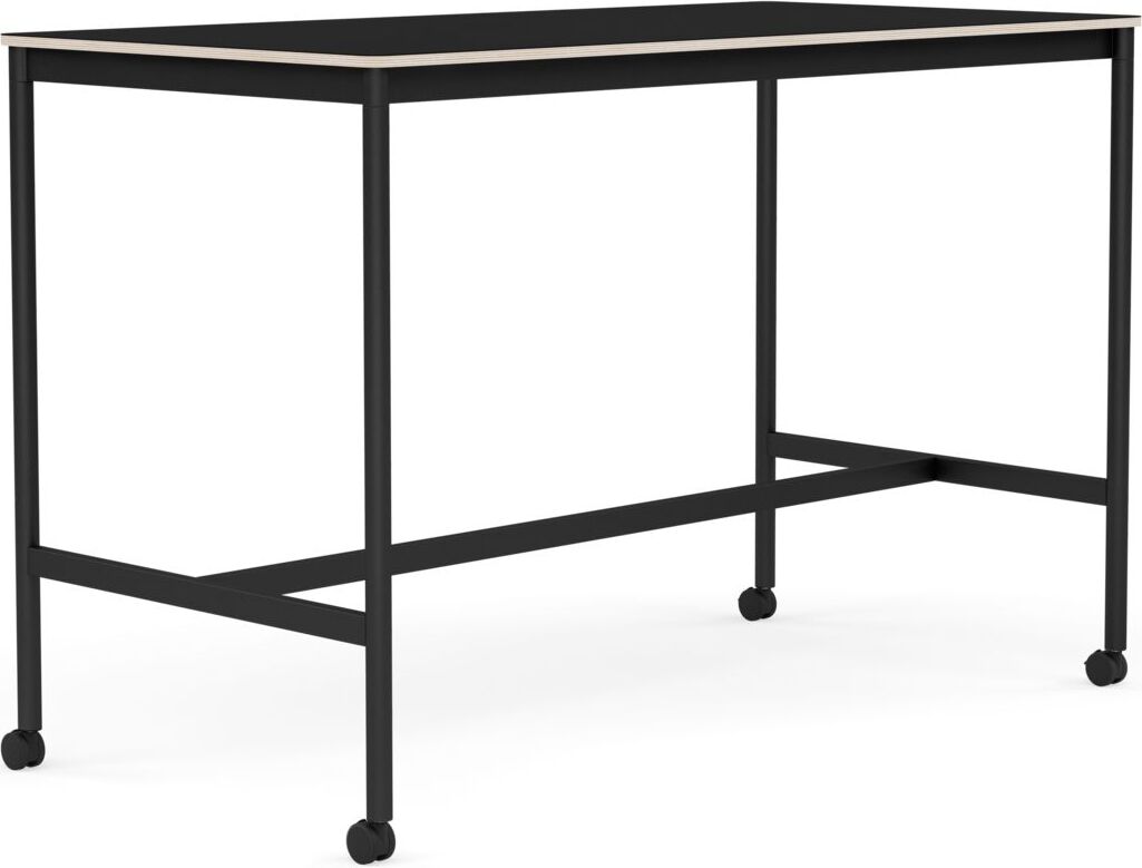 Stół na kółkach Base 80 x 160 x 105 cm czarny laminowany nogi czarne