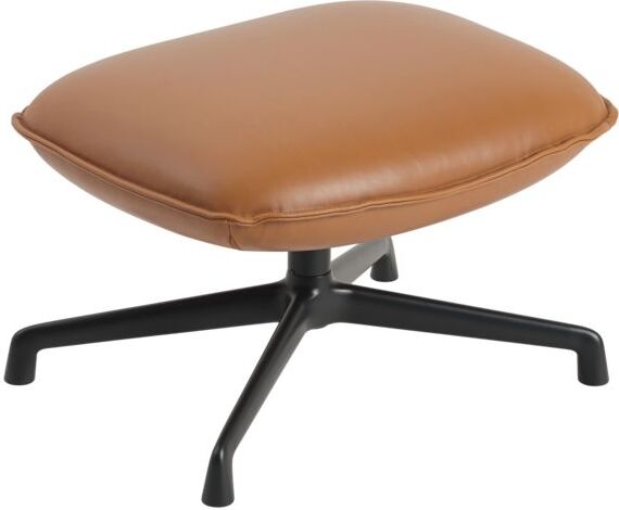Podnóżek obrotowy Doze koniakowy brąz skóra na czarnych nogach