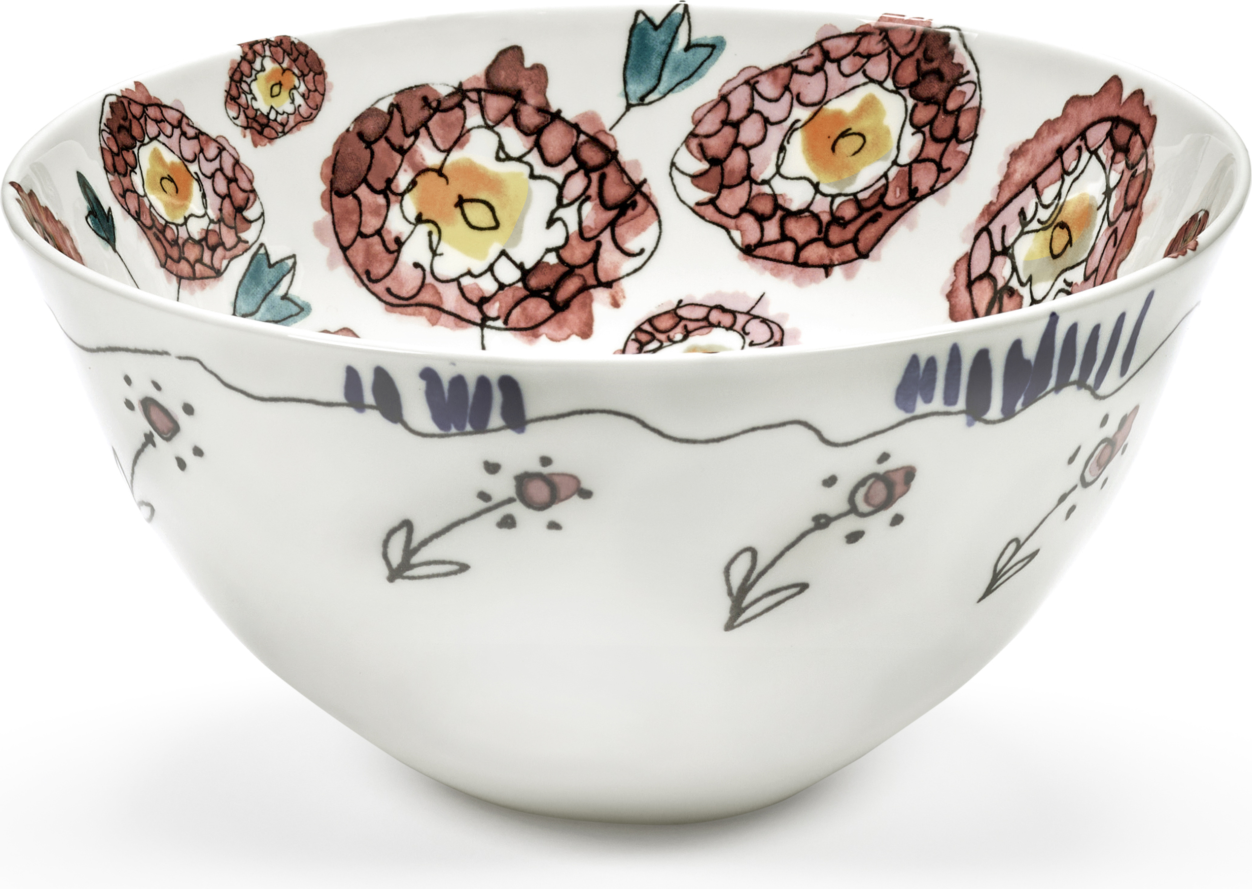 Misa do serwowania Midnight Flowers Anemone Milk 22 cm