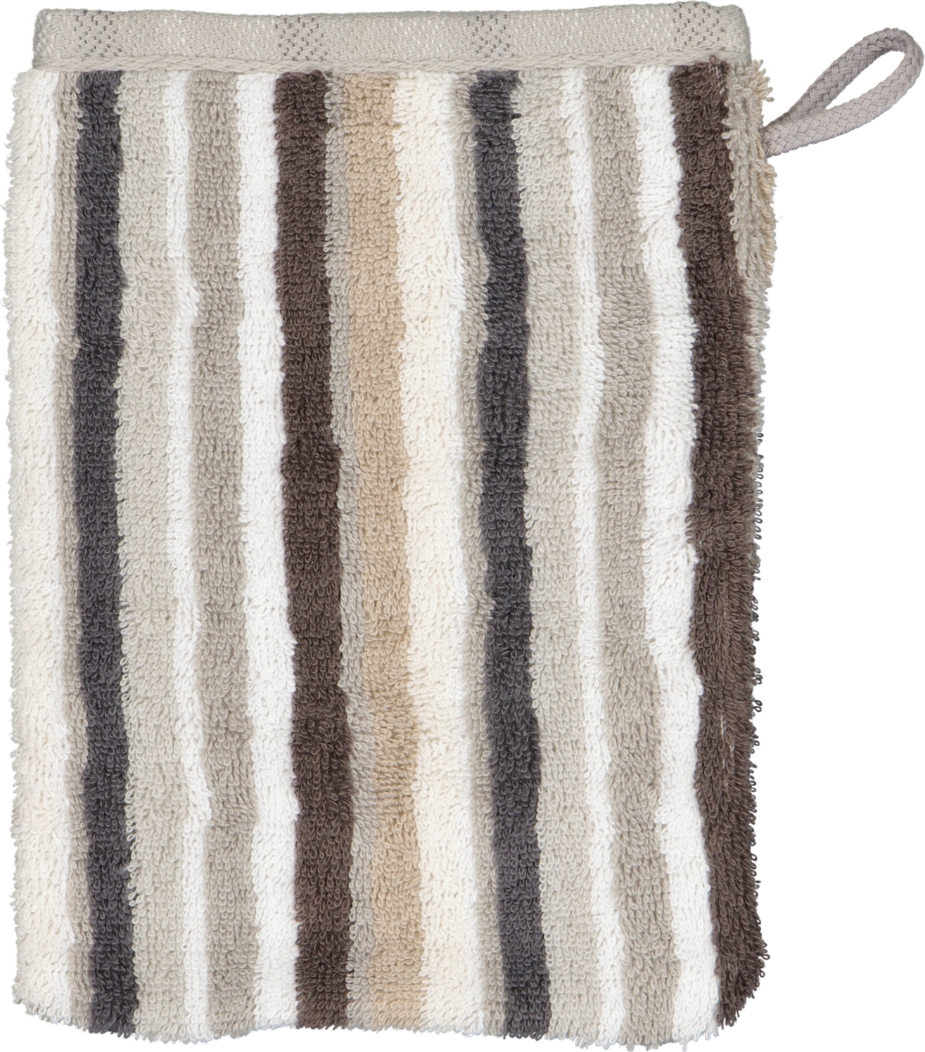 Rękawica kąpielowa Coordinates w paski 16 x 22 cm brązowa