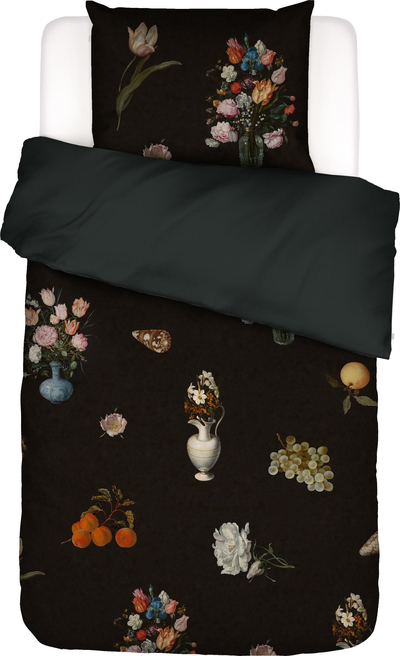 Pościel Amadee 140 x 200 cm czarna z poszewką na poduszkę 70 x 90 cm zapięcie suwak