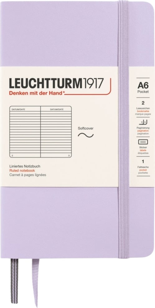 Notes w linię w miękkiej oprawie Leuchtturm 1917 A6 123 strony liliowy 80 g/m²