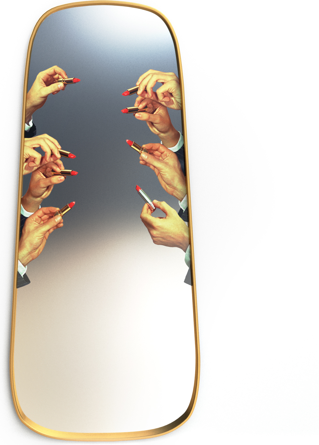 Lustro Seletti Wears Toiletpaper Lipsticks 140 cm z drewnianą ramą