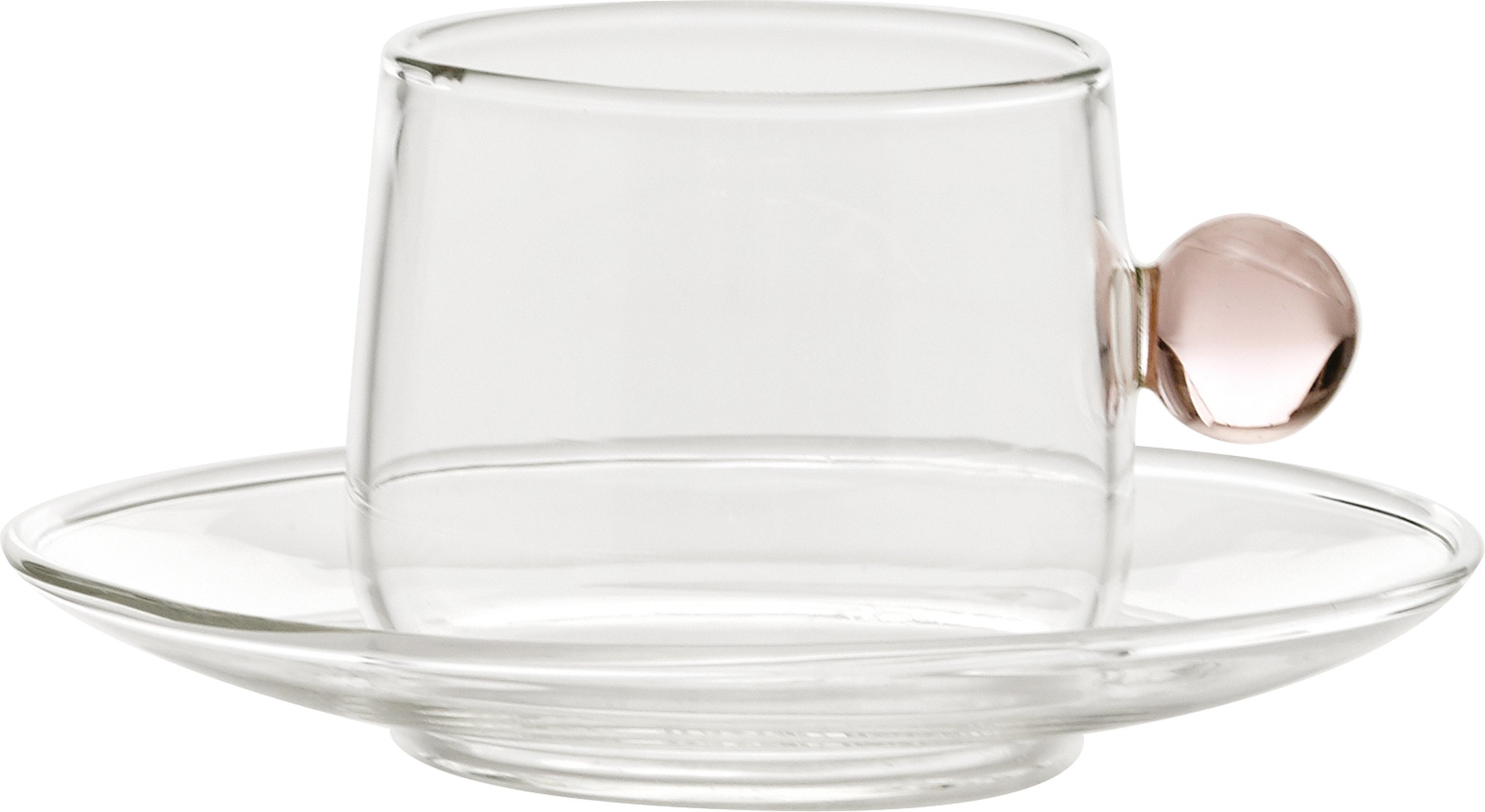 Filiżanka do kawy Bilia 120 ml jasnoróżowa ze spodkiem