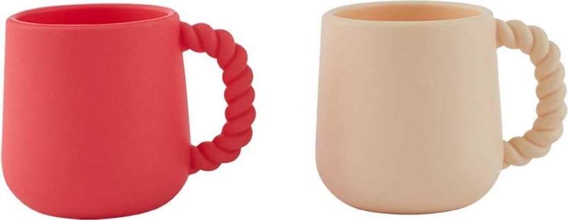 Kubki dziecięce Mellow beżowy i czerwony 2 szt.