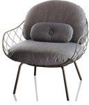 Fotel niski Pina szare rama i siedzisko, jesionowe nogi