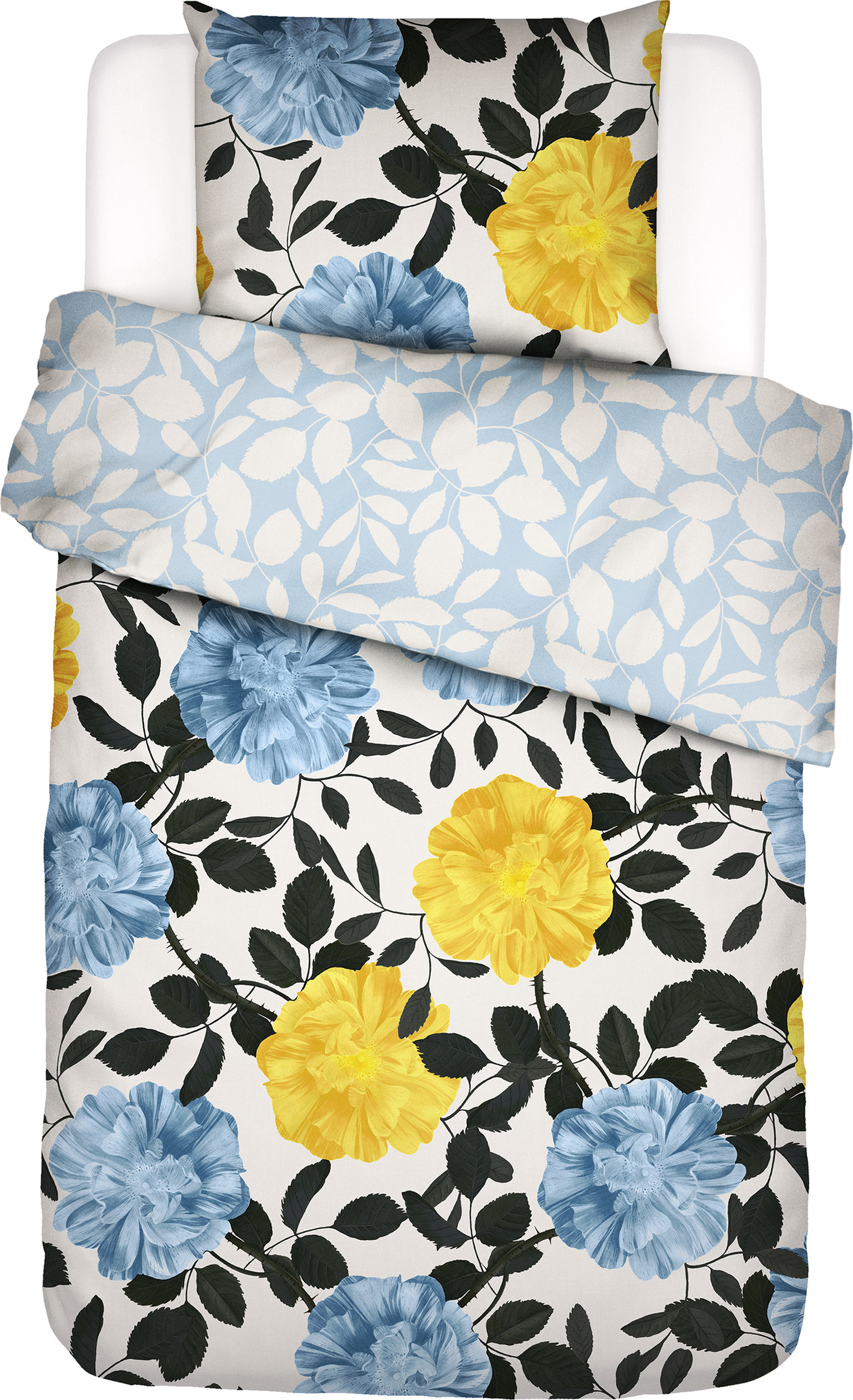 Pościel Bloom with a View 140 x 220 cm biała z poszewką na poduszkę 60 x 70 cm zapięcie flap