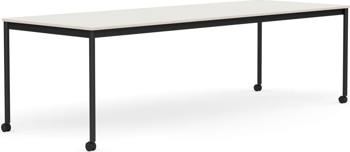 Stół na kółkach Base 90 x 250 cm biały nanolaminat nogi czarne