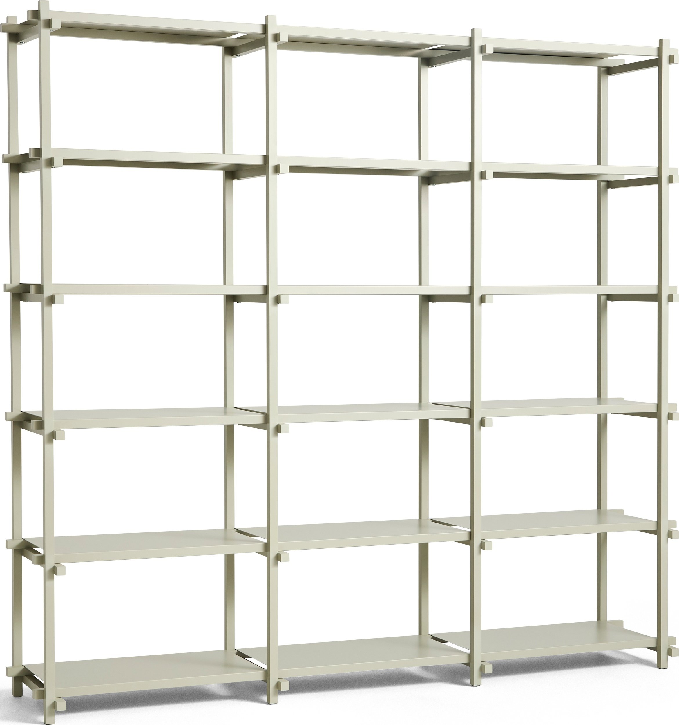 Regał Woody potrójny 196,5 cm szary bukowa rama