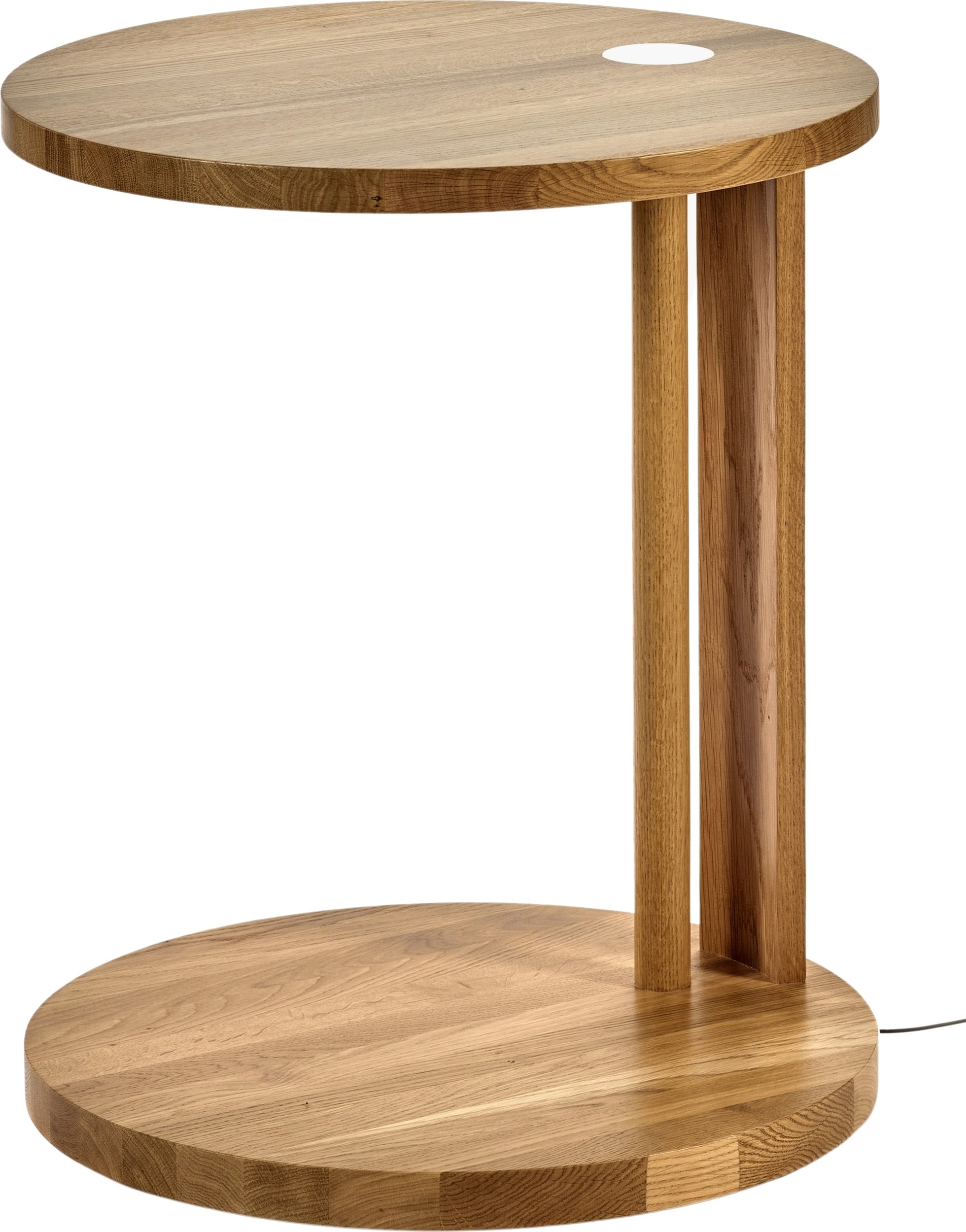 Stolik boczny z wbudowanym oświetleniem LED Aura 62 cm naturalny drewno dębowe