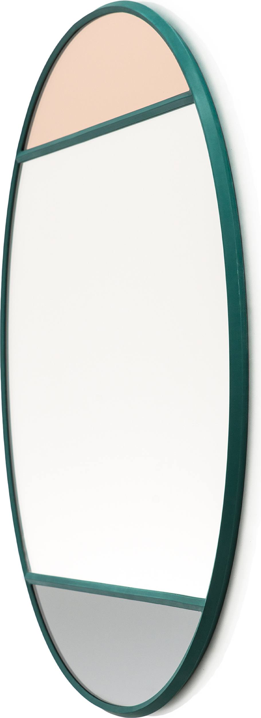 Lustro owalne Vitrail z zieloną ramą