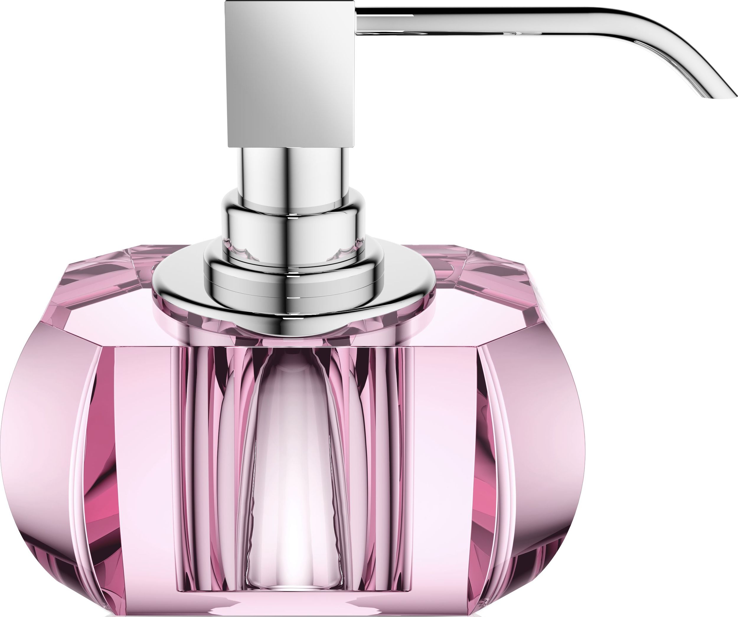 Dozownik do mydła Kristall różowy z pompką chrom