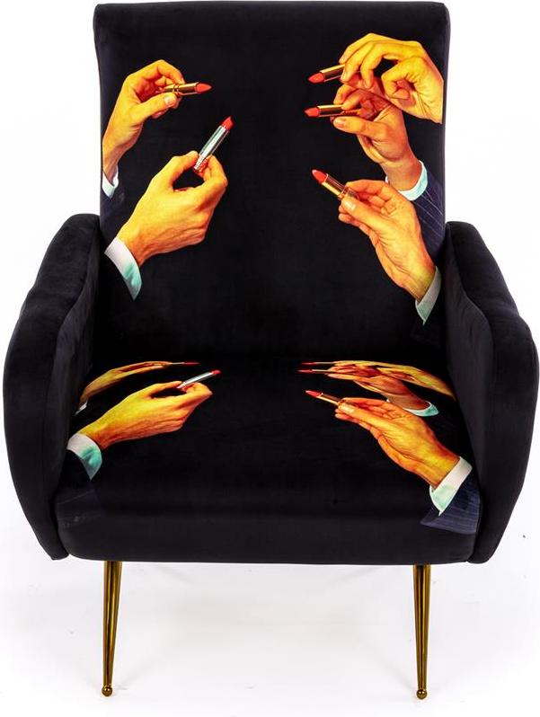 Fotel z wysokim oparciem Seletti Wears Toiletpaper Lipstick Black