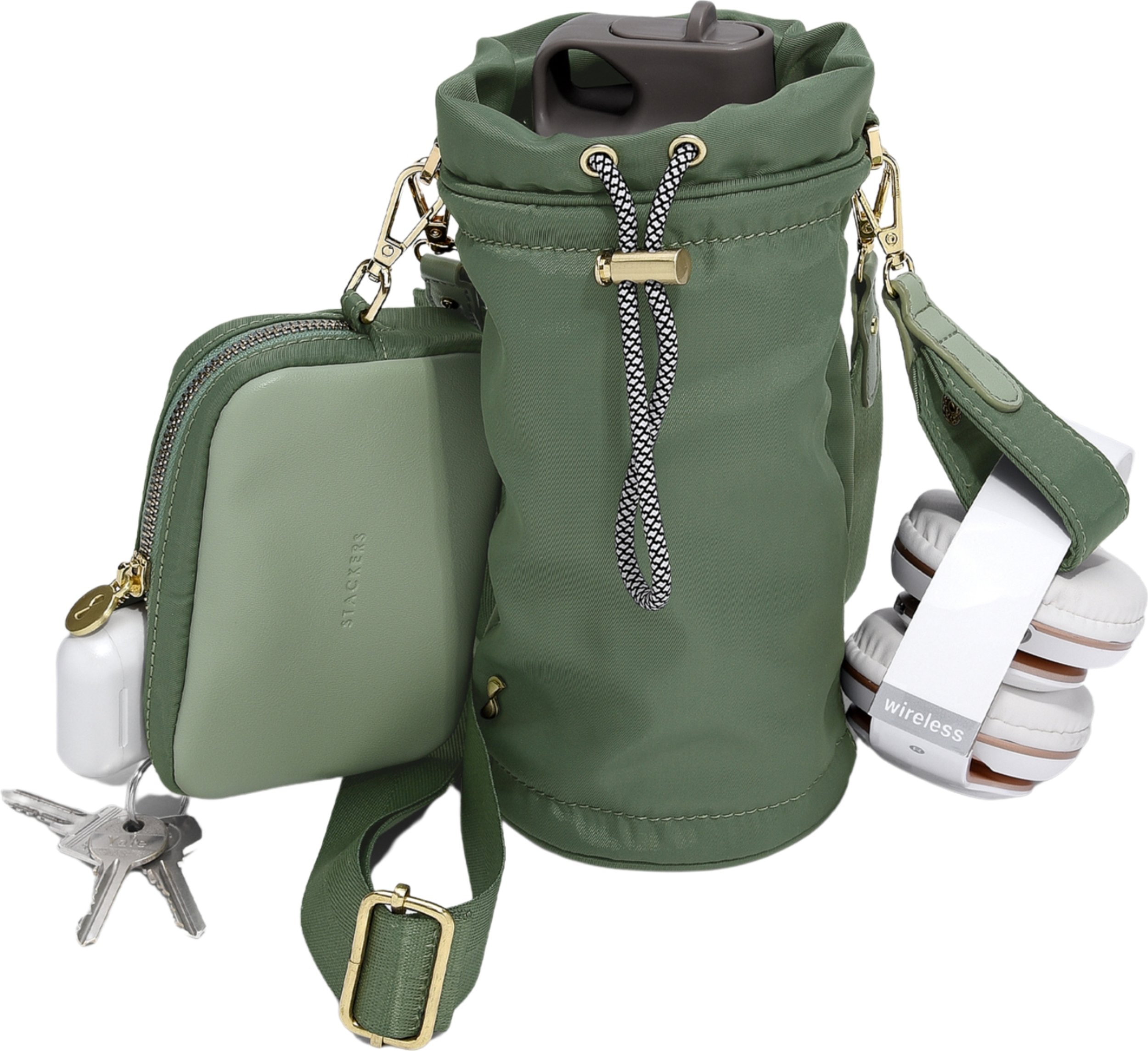 Torba termiczna na butelkę Stackers zielona nylonowa