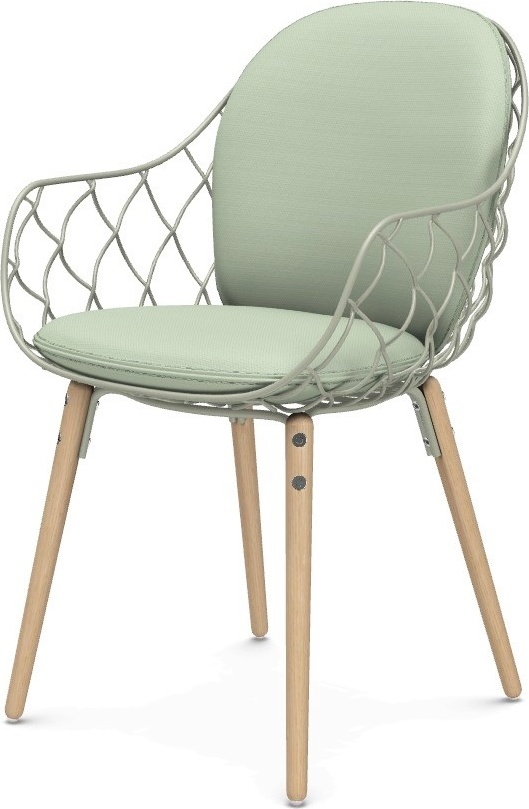 Krzesło Pina pełne zielone materiał Steelcut 2 nogi jesion