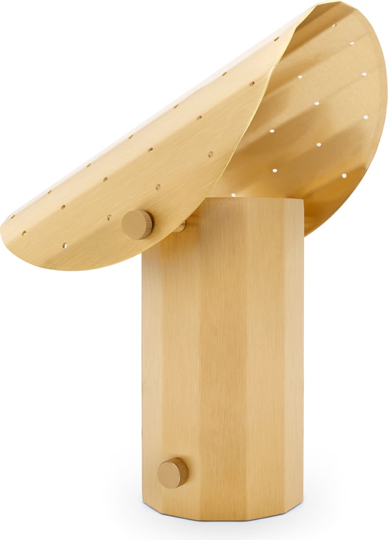 Lampa stołowa z perforowanym daszkiem Apolin 30 cm mosiądz szczotkowany