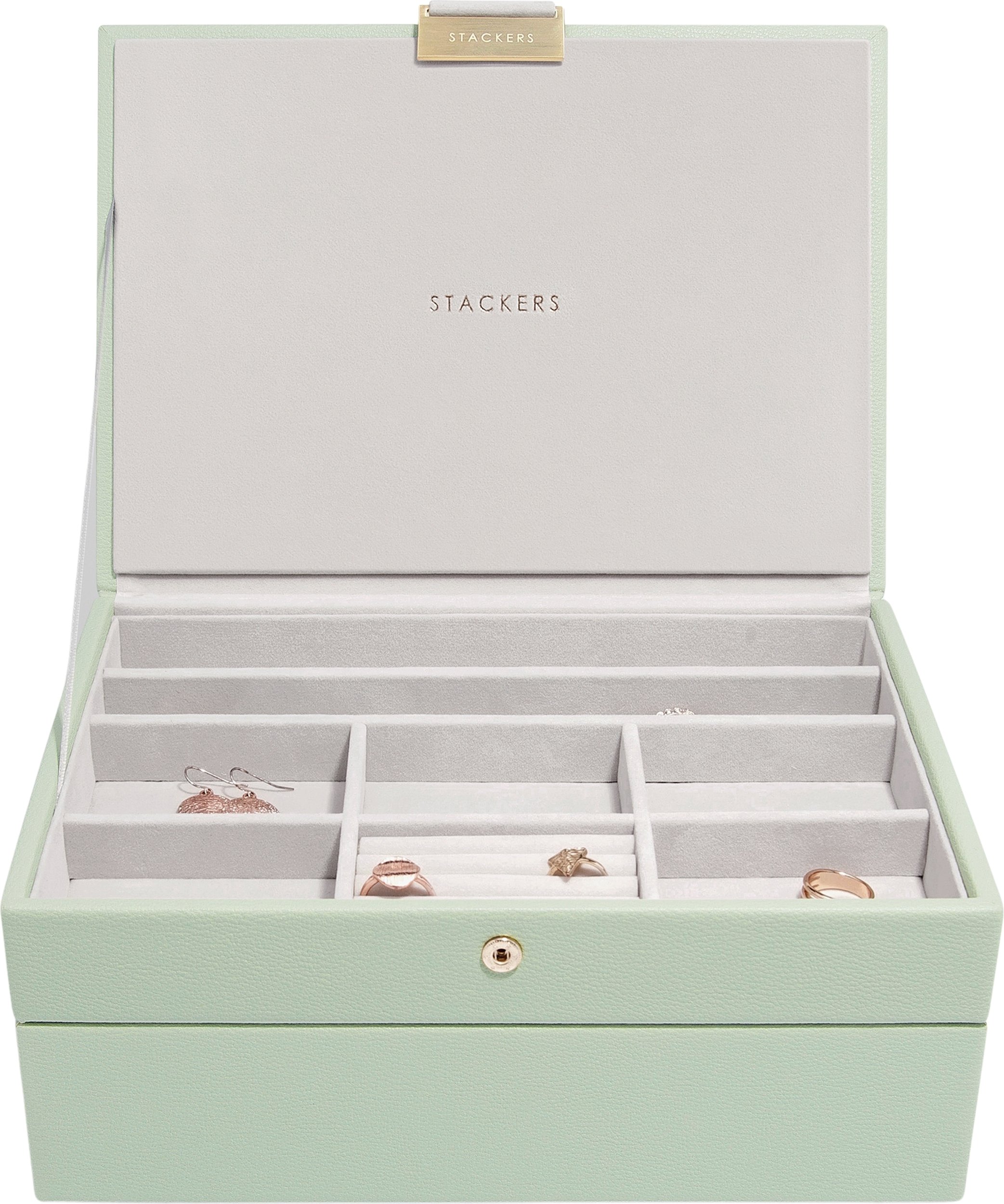 Szkatułka na biżuterię Stackers podwójna classic szałwiowa zieleń