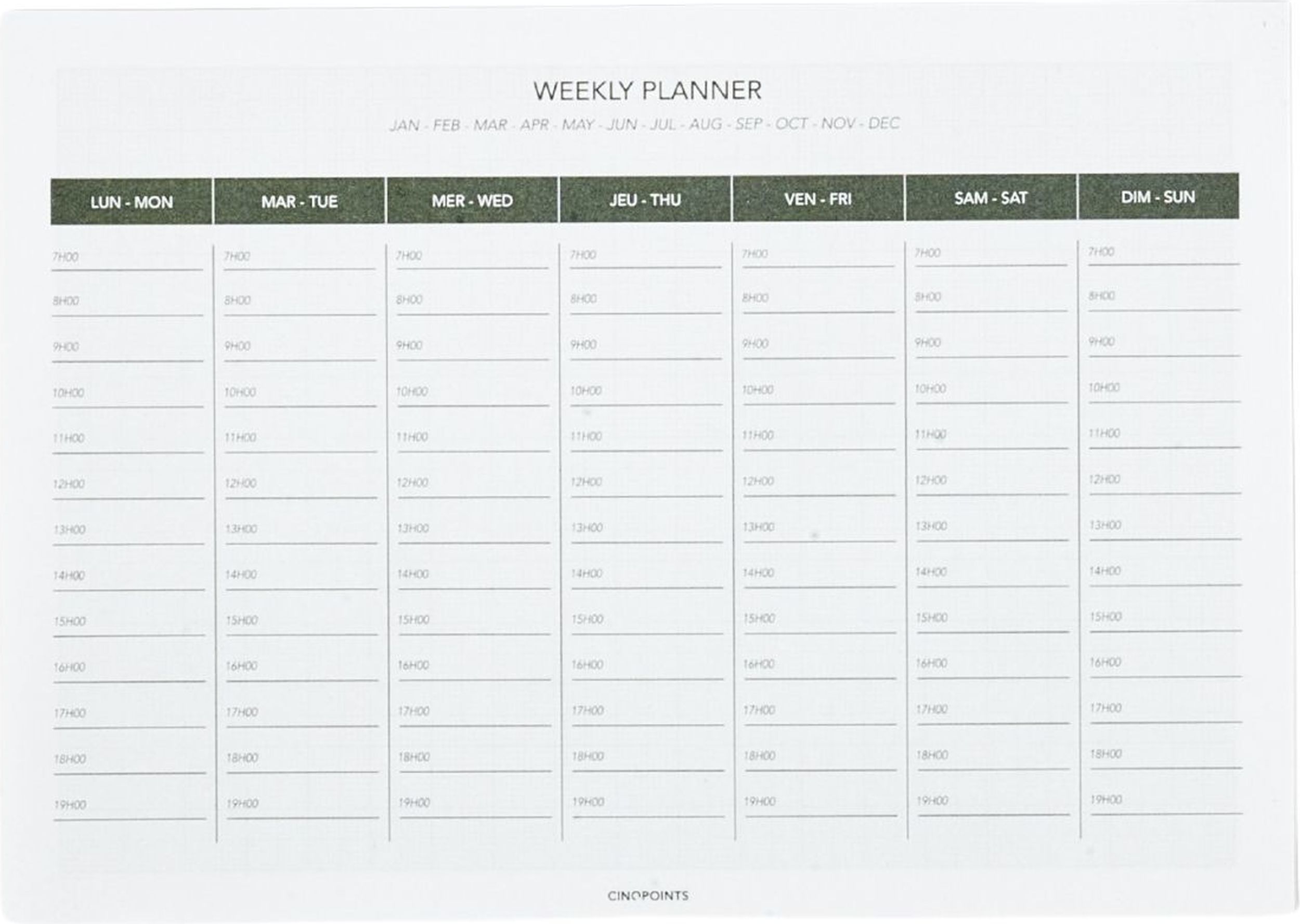 Planer tygodniowy Cinqpoints A5