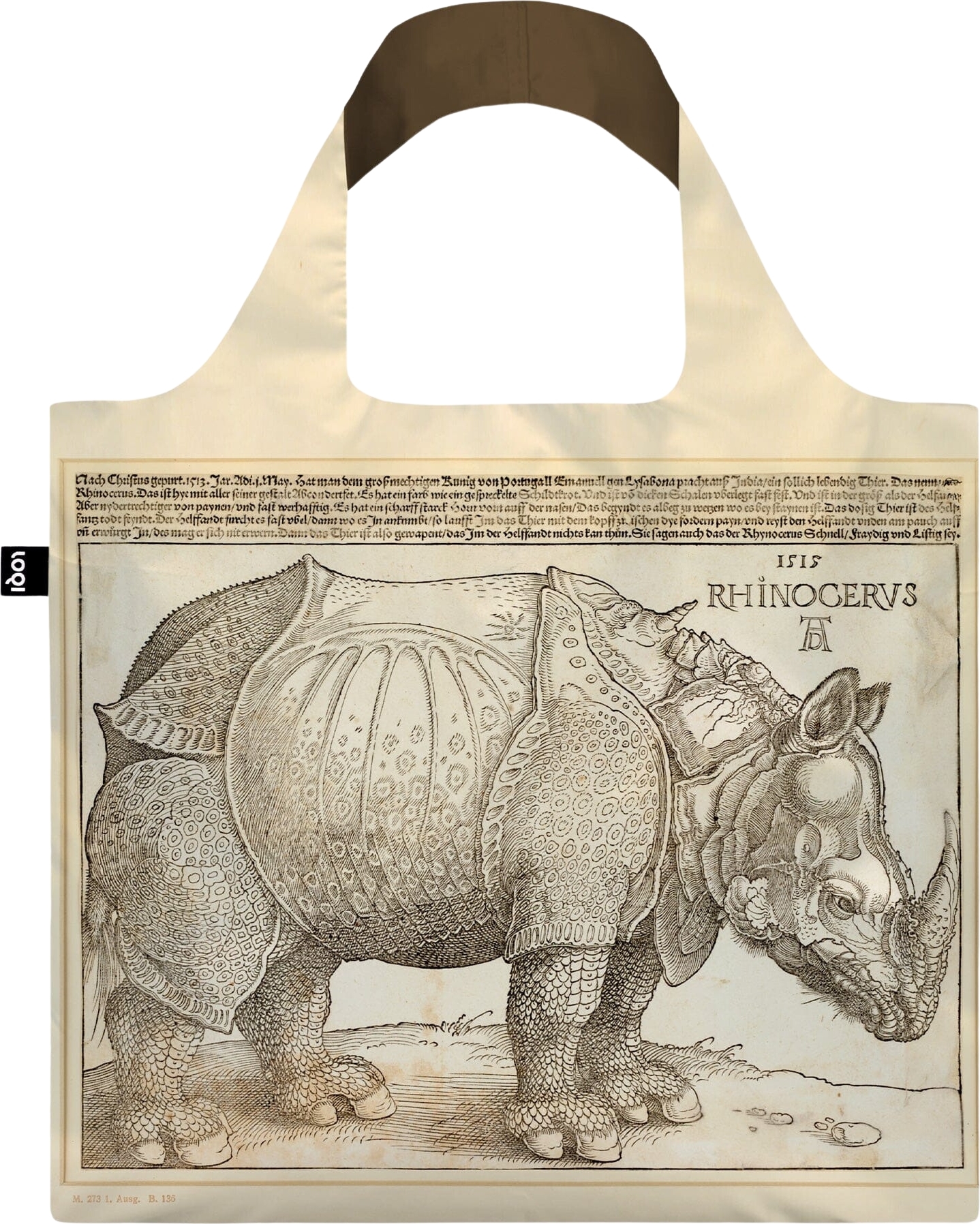 Torba LOQI Museum Albrecht Durer nosorożec z recyklingu