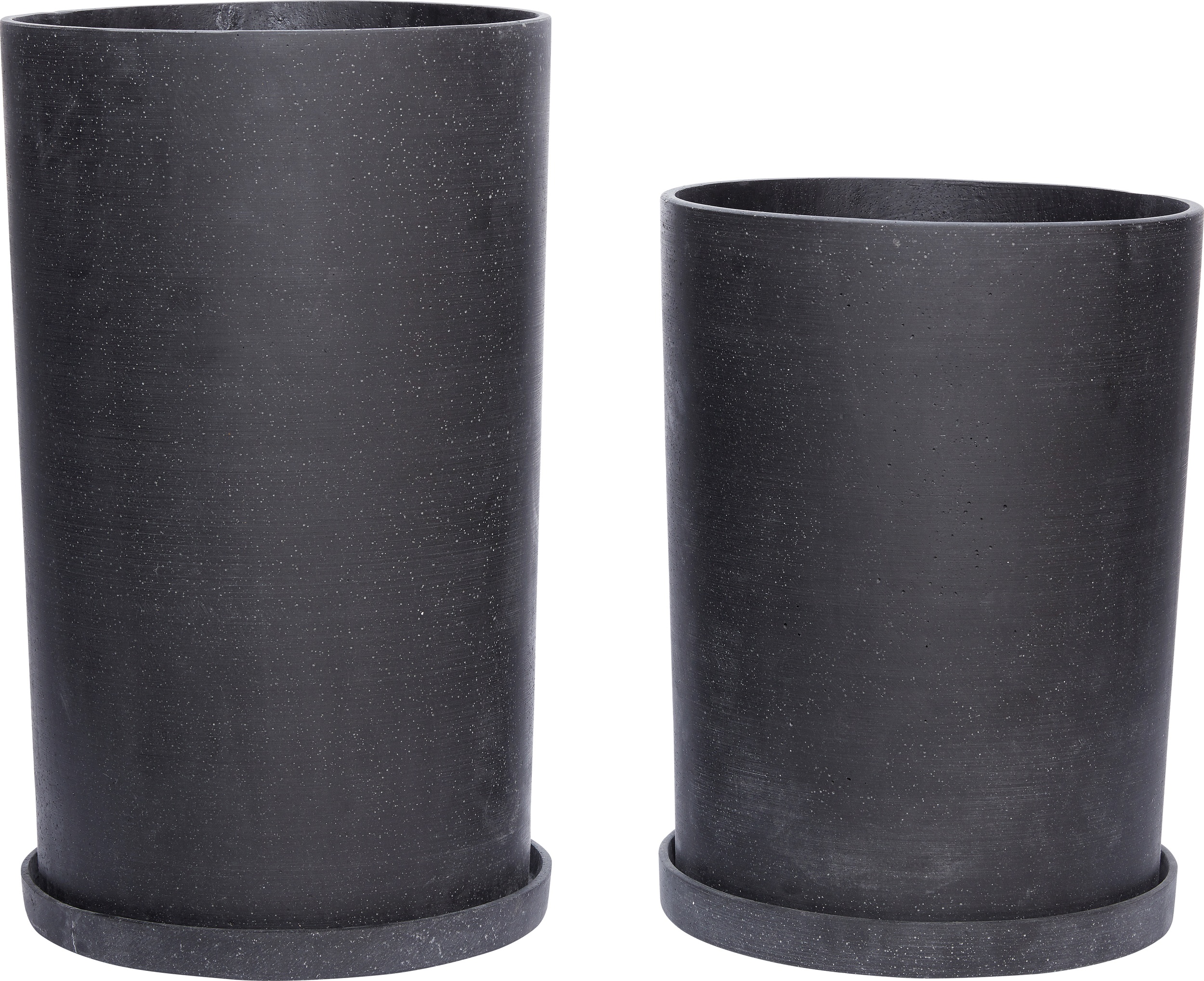 Doniczka Hübsch antracytowa z podstawką 2 szt.