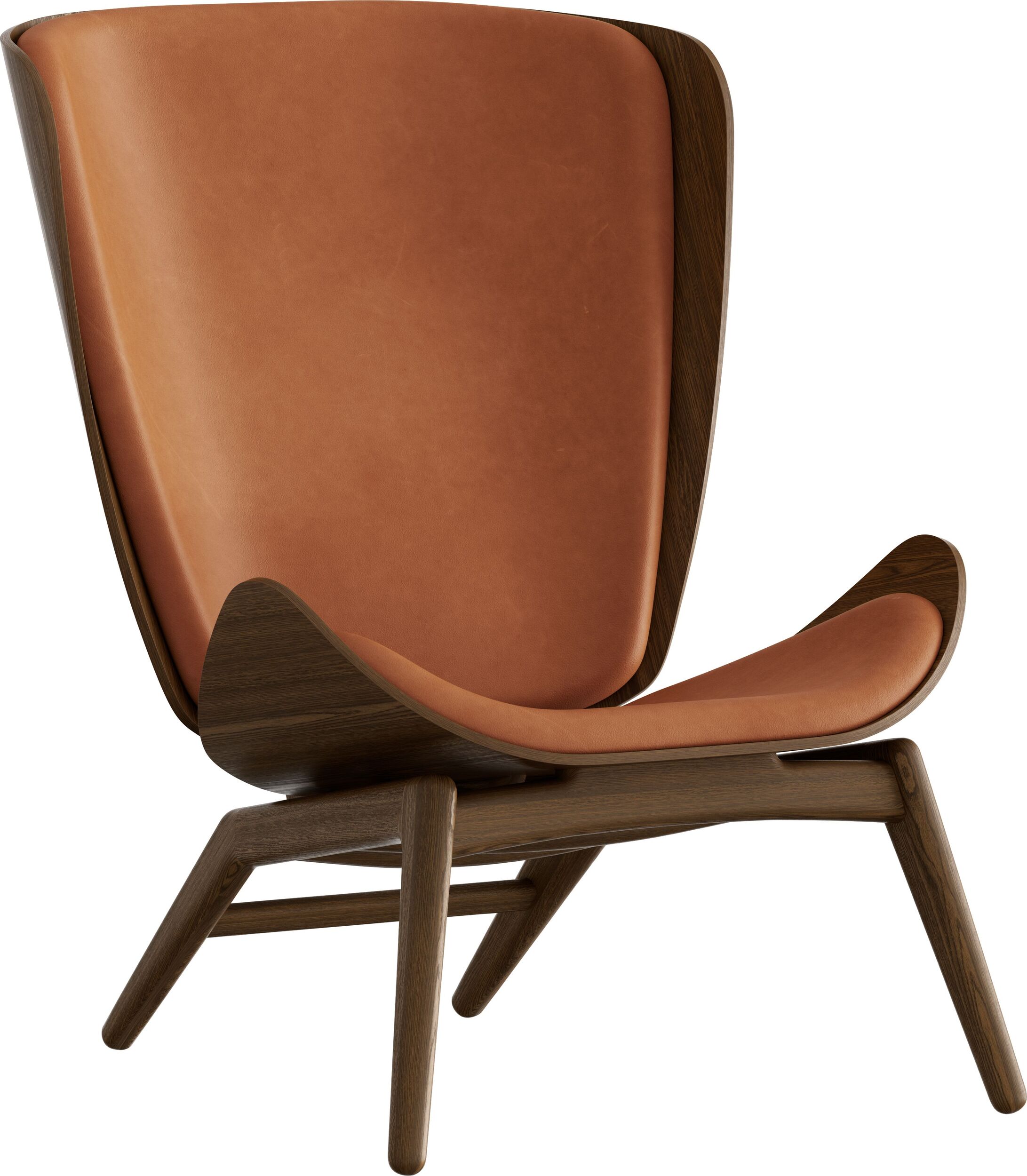 Fotel The Reader Dunes Rust skórzany na ciemnych dębowych nogach