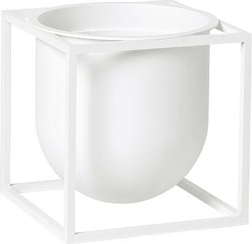 Osłonka na doniczkę Kubus 14 cm biała na stojaku