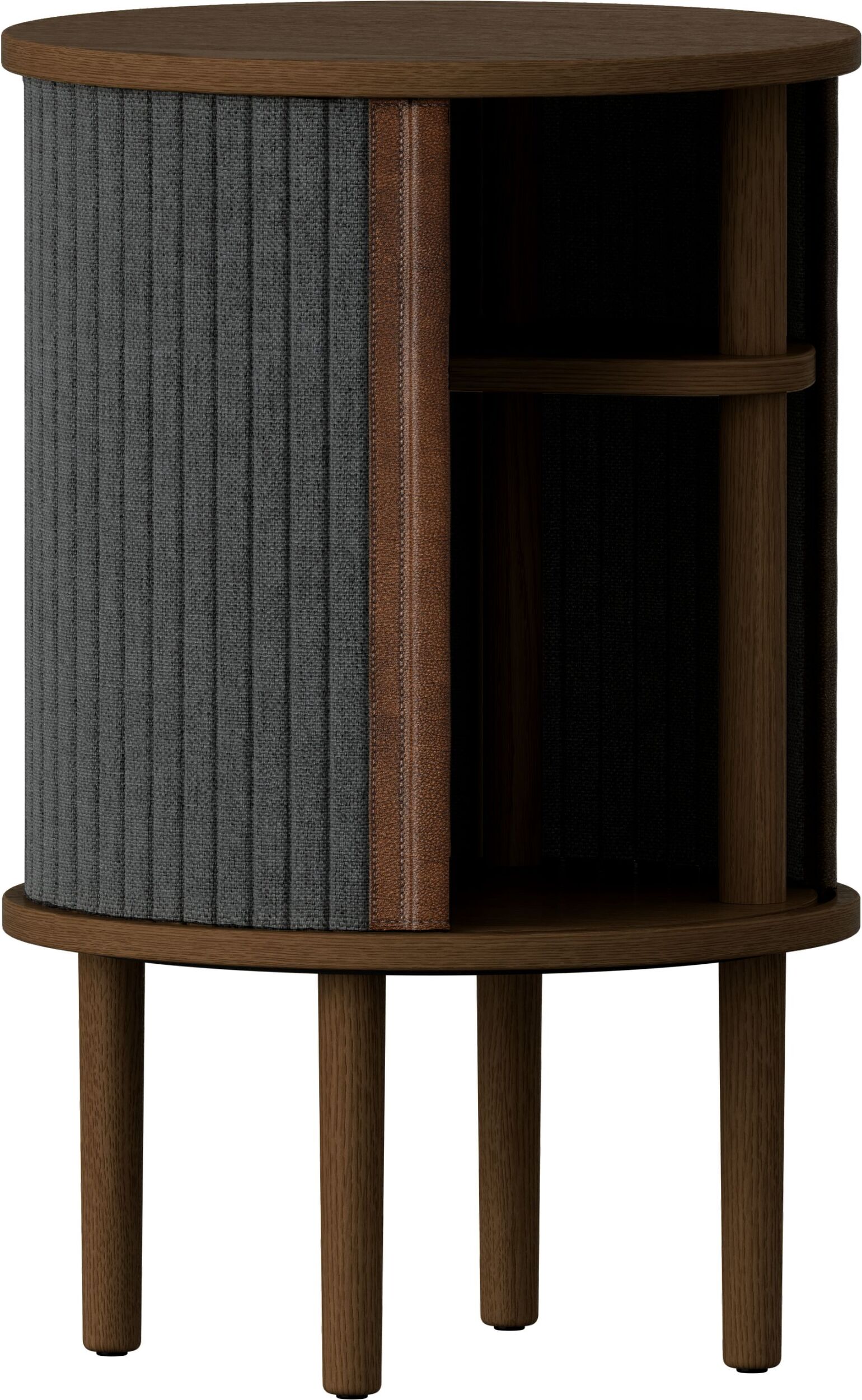 Szafka nocna Audacious ciemnoszara na ciemnych dębowych nogach