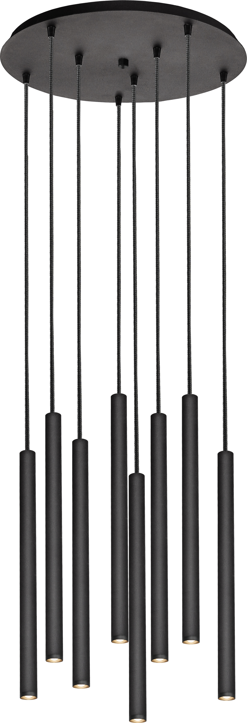 Lampa wisząca Roll czarna ośmioelementowa z łączeniem czarnym