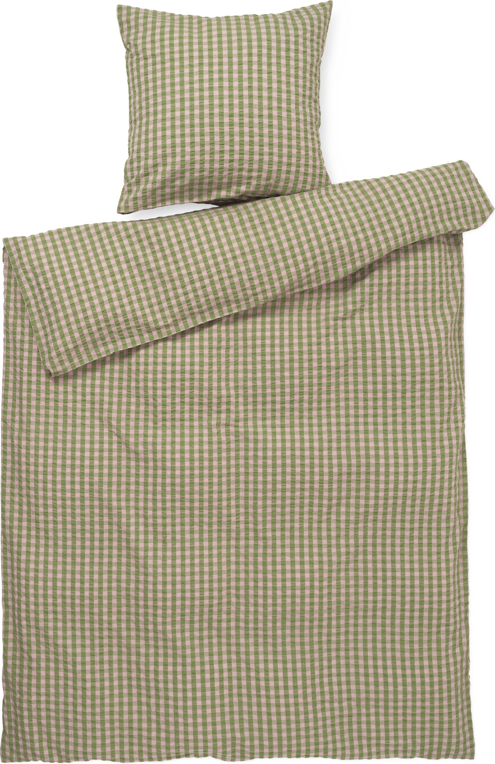 Pościel Bæk & Bølge 150 x 210 cm zielono-różowa z poszewką na poduszkę 50 x 60 cm