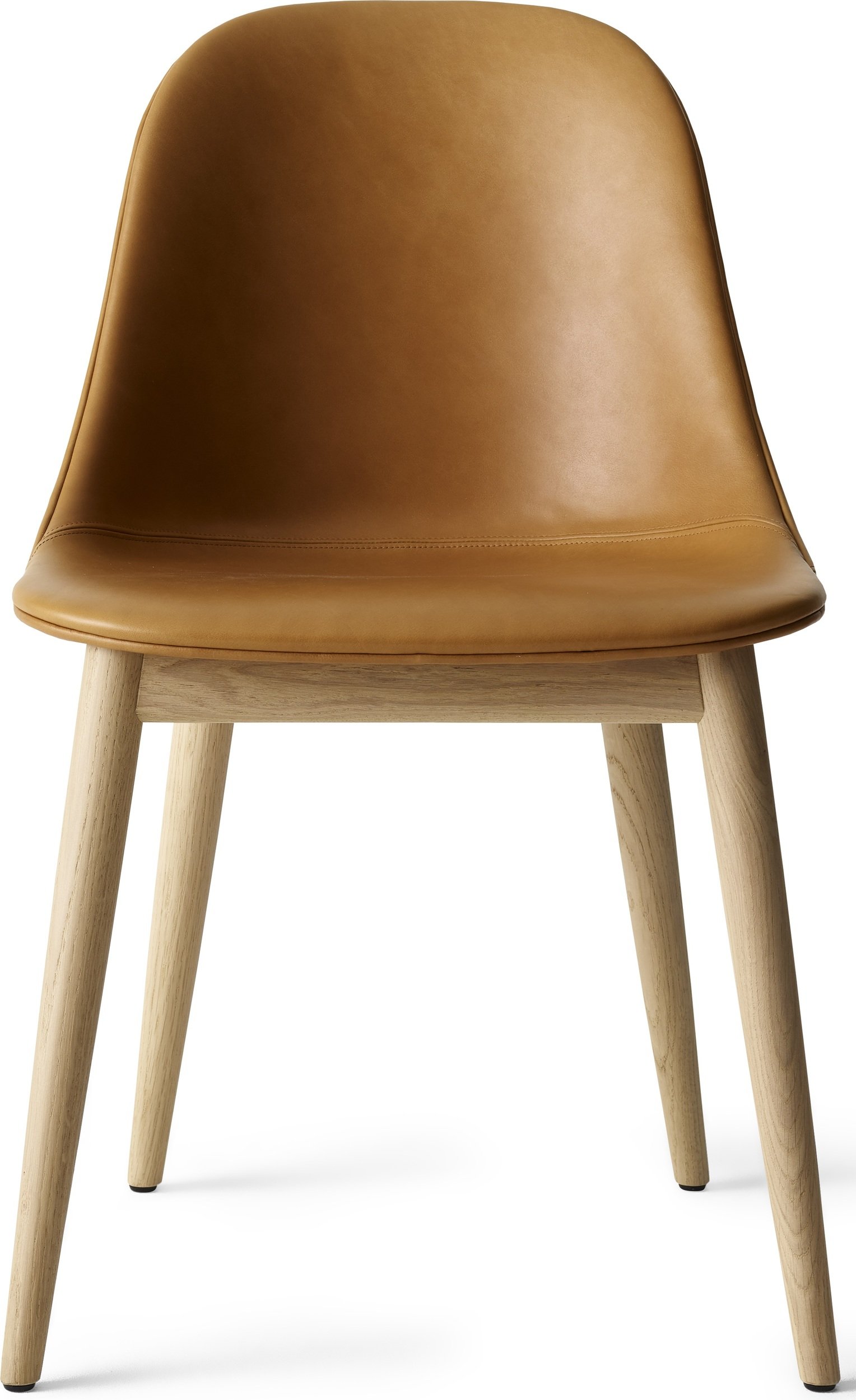 Krzesło Harbour koniakowy brąz skórzane na dębowych nogach