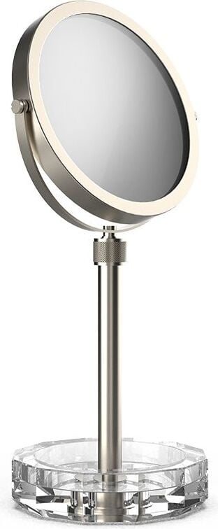 Lusterko kosmetyczne Kristall nikiel z przezroczystą podstawką