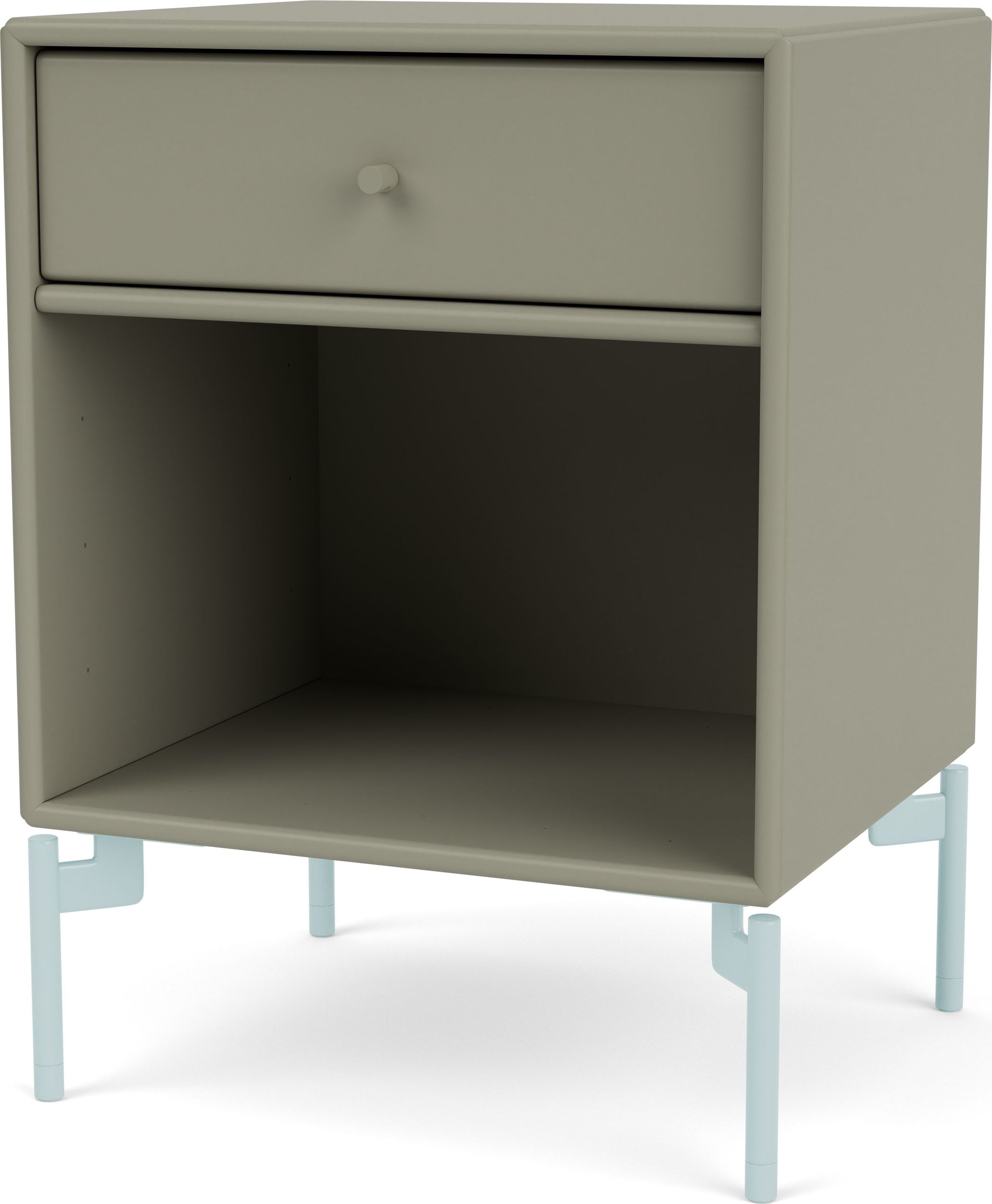 Szafka nocna Dream brązowozielona na jasnobłękitnych nogach